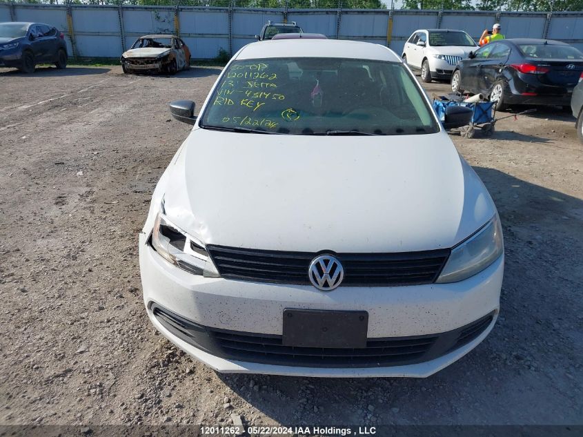 2013 Volkswagen Jetta Sedan VIN: 3VW2K7AJXDM431450 Lot: 12011262