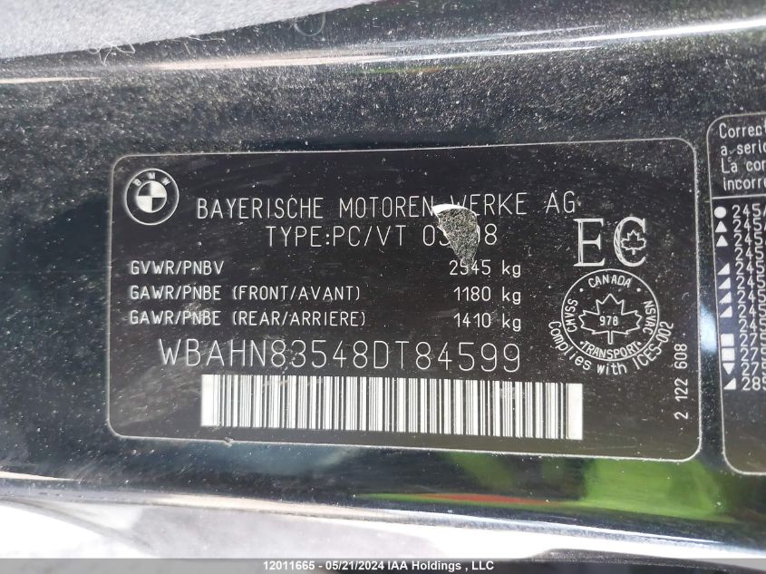 2008 BMW 7 Series VIN: WBAHN83548DT84599 Lot: 12011665