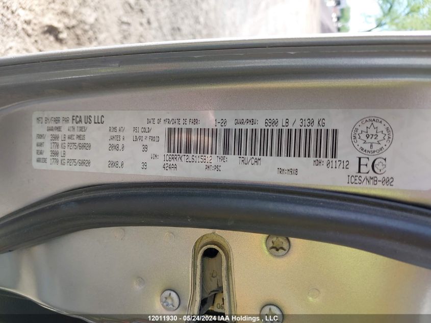 2020 Ram 1500 Classic St VIN: 1C6RR7KT2LS115812 Lot: 12011930