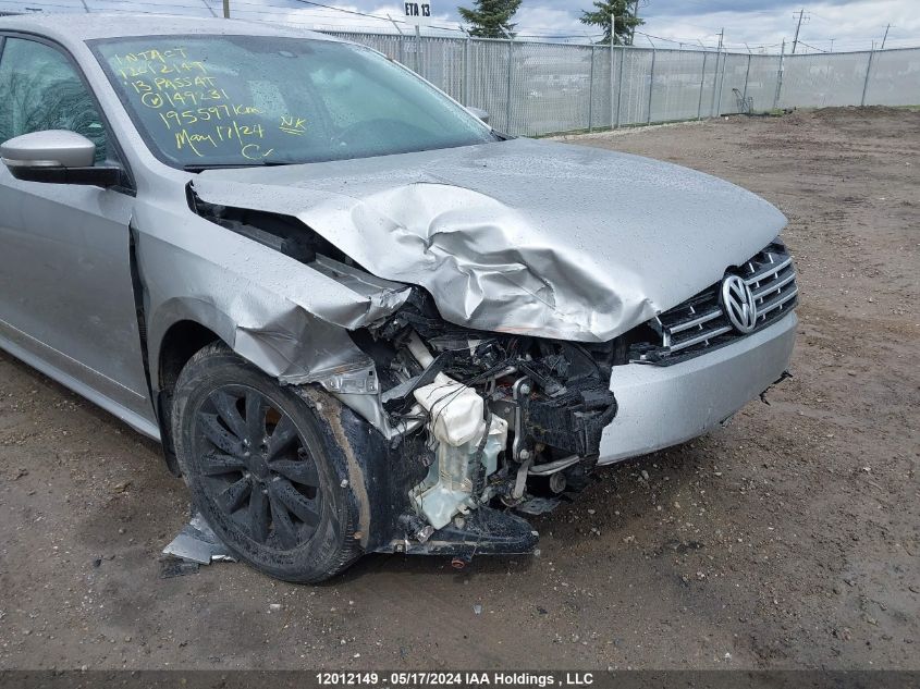 2013 Volkswagen Passat VIN: 1VWAN7A34DC149231 Lot: 12012149