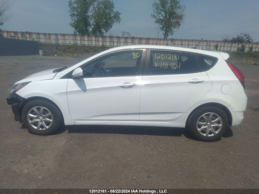 2013 Hyundai Accent Gls/Gs VIN: KMHCT5AE1DU110464 Lot: 12012181