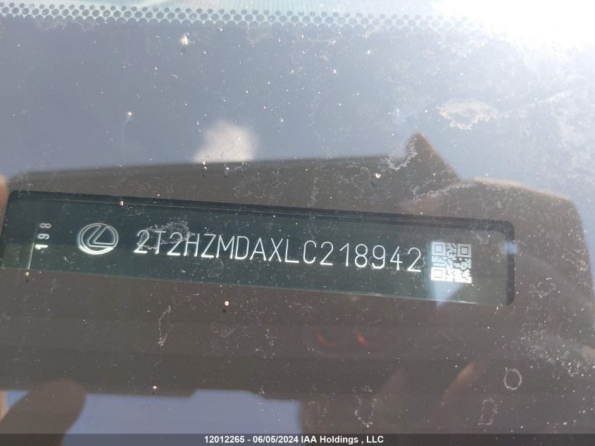 2020 Lexus Rx 350 VIN: 2T2HZMDAXLC218942 Lot: 12012265