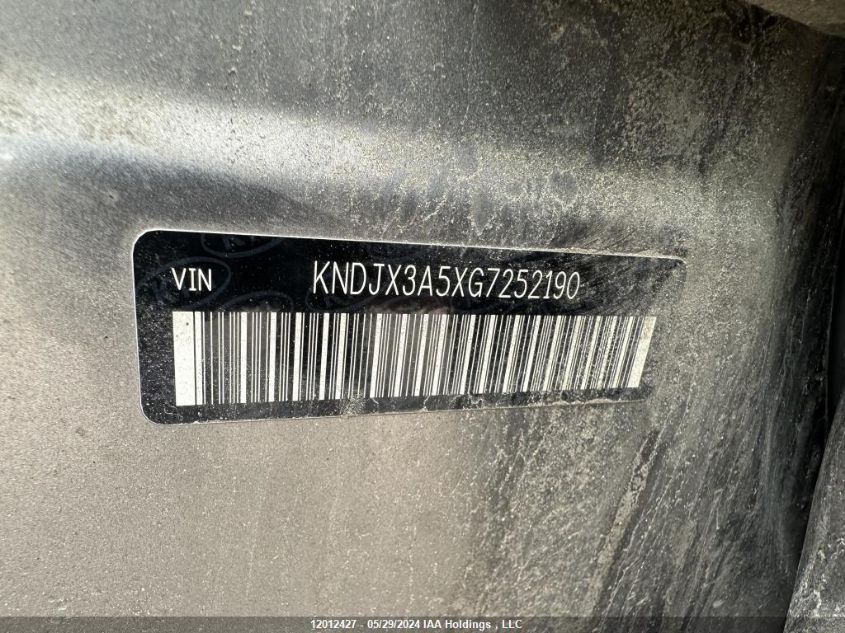 2016 Kia Soul VIN: KNDJX3A5XG7252190 Lot: 12012427