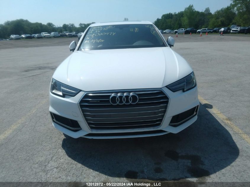 2019 Audi A4 Sedan VIN: WAUANAF48KN020974 Lot: 12012872