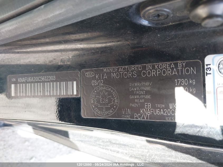 2012 Kia Forte Ex VIN: KNAFU6A20C5612303 Lot: 12012880