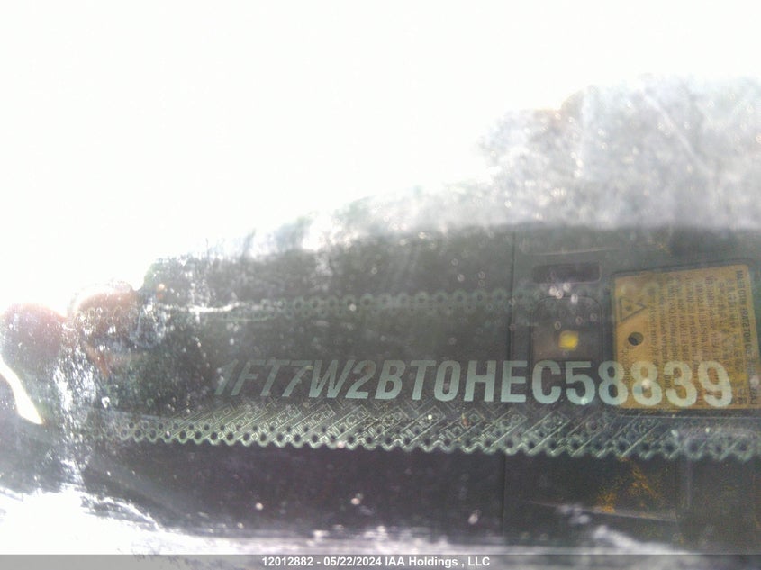 2017 Ford F-250 Xlt VIN: 1FT7W2BT0HEC58839 Lot: 12012882