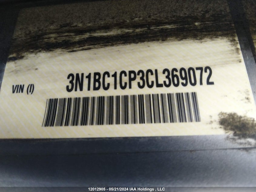 2012 Nissan Versa VIN: 3N1BC1CP3CL369072 Lot: 12012905