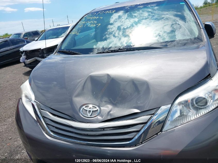 2012 Toyota Sienna Xle 7 Passenger VIN: 5TDYK3DC0CS211607 Lot: 12012923