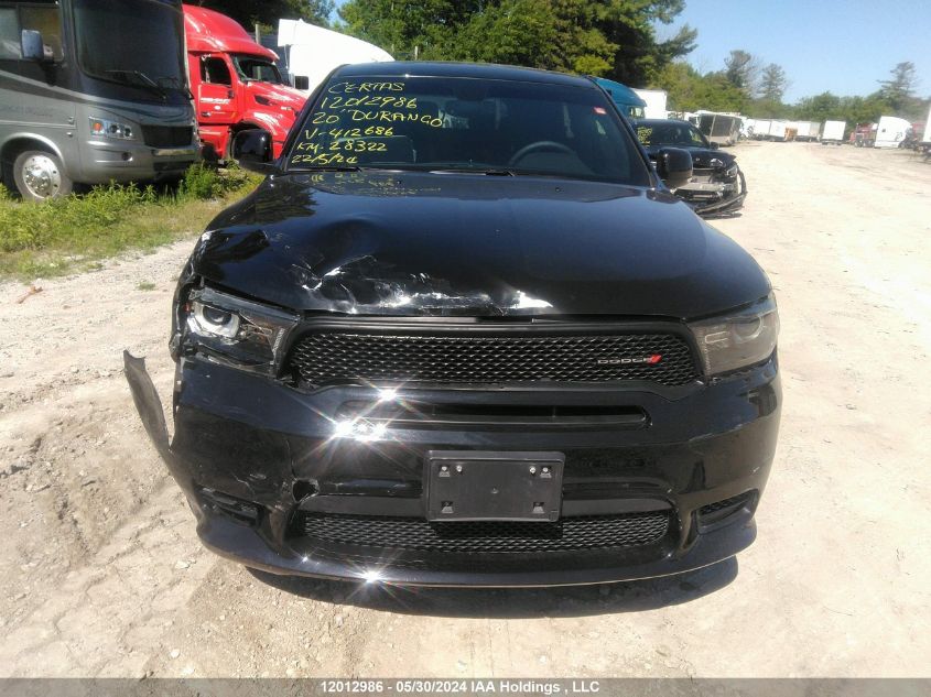 2020 Dodge Durango Gt VIN: 1C4RDJDG9LC412686 Lot: 12012986