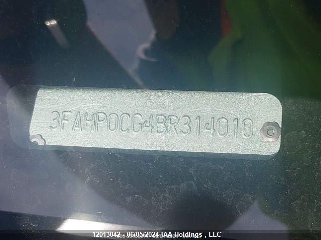 2011 Ford Fusion Sel VIN: 3FAHP0CG4BR314010 Lot: 12013042