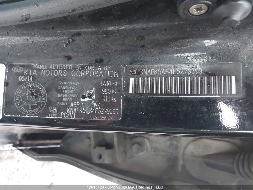 2015 Kia Forte 5-Door VIN: KNAFK5A84F5279399 Lot: 12013123