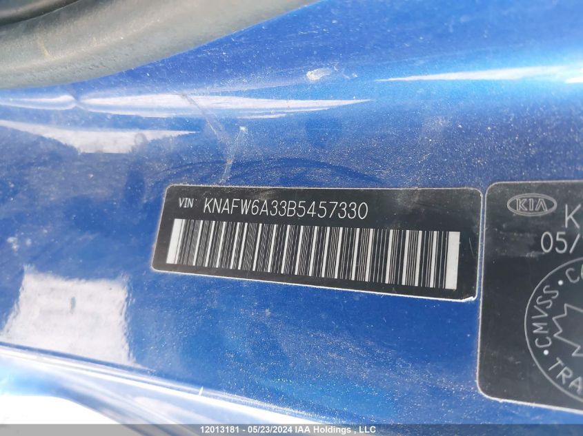 2011 Kia Forte Sx VIN: KNAFW6A33B5457330 Lot: 12013181