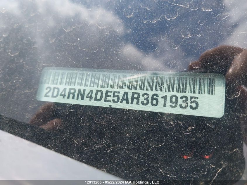 2010 Dodge Grand Caravan Se VIN: 2D4RN4DE5AR361935 Lot: 12013205