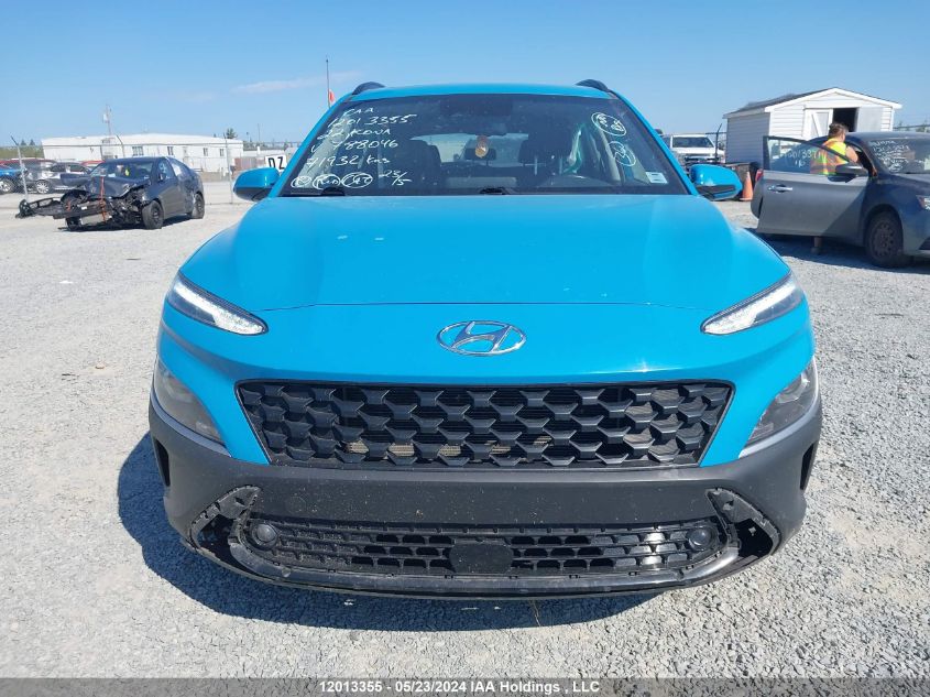 2022 Hyundai Kona Sel VIN: KM8K6CABXNU788046 Lot: 12013355