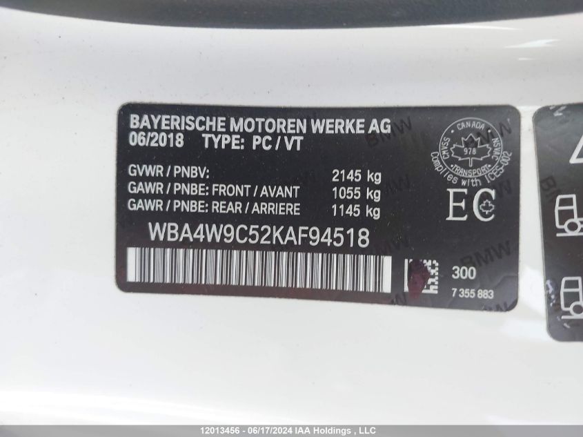 WBA4W9C52KAF94518 2019 BMW 4 Series