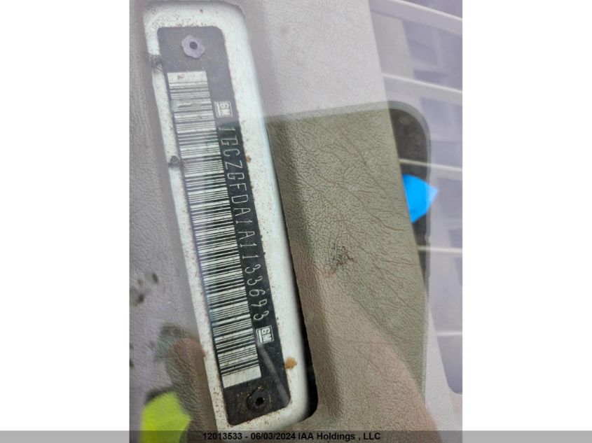 2010 Chevrolet Express 2500 Work Van VIN: 1GCZGFDA1A1133693 Lot: 12013533