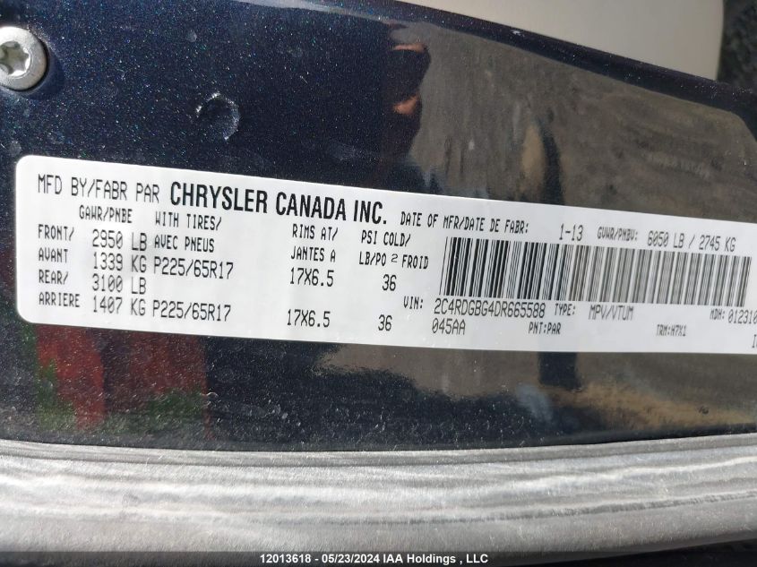 2013 Dodge Grand Caravan Se VIN: 2C4RDGBG4DR665588 Lot: 12013618