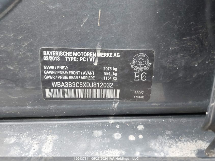 2013 BMW 328 I VIN: WBA3B3C5XDJ812032 Lot: 12013784