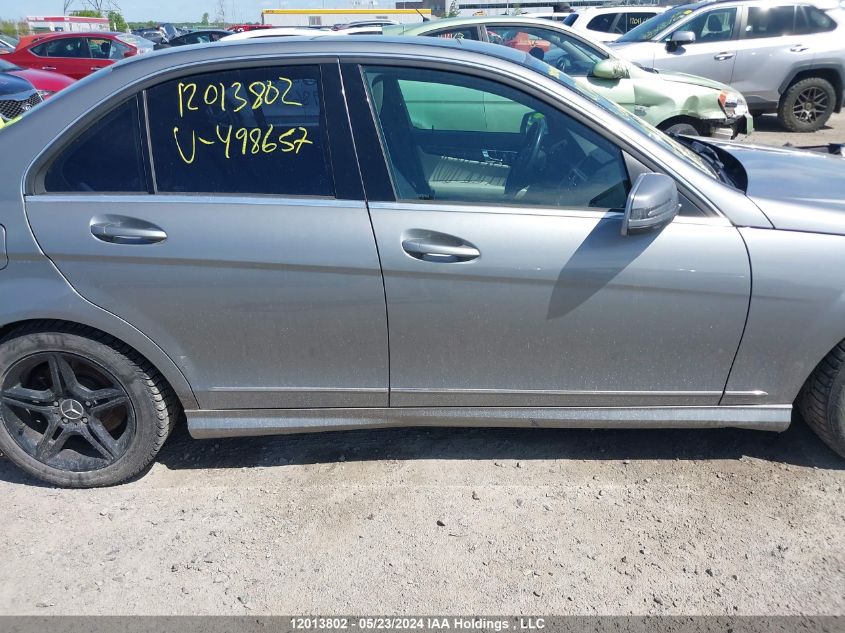 2010 Mercedes-Benz C-Class VIN: WDDGF8BBXAF498657 Lot: 12013802