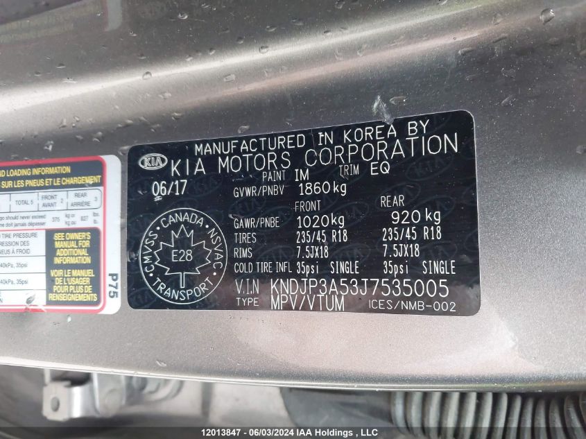 2018 Kia Soul VIN: KNDJP3A53J7535005 Lot: 12013847