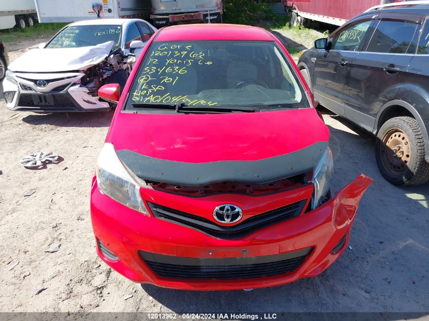 2012 Toyota Yaris Le/Se VIN: JTDKTUD35CD534636 Lot: 12013962
