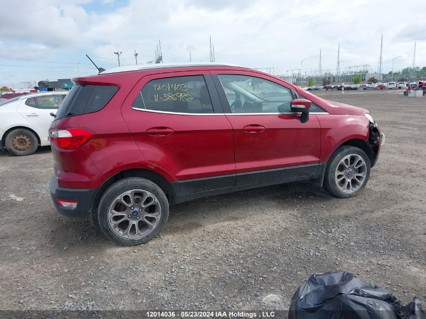 2020 Ford Ecosport Titanium VIN: MAJ6S3KLXLC386982 Lot: 12014036