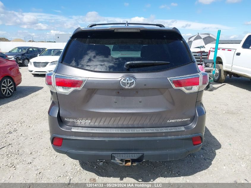 2015 Toyota Highlander Limited VIN: 5TDDKRFHXFS162544 Lot: 12014133