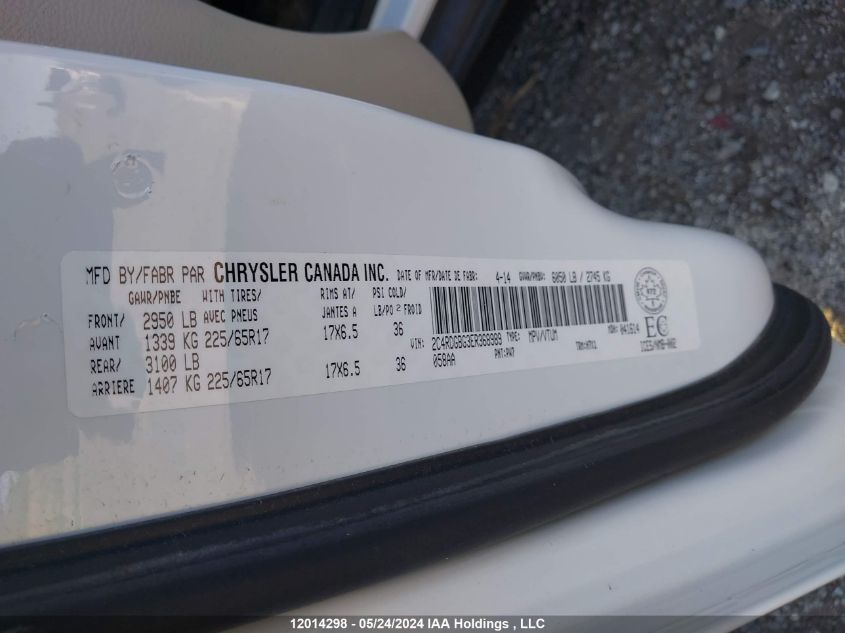 2014 Dodge Grand Caravan Se/Sxt VIN: 2C4RDGBG3ER368989 Lot: 12014298