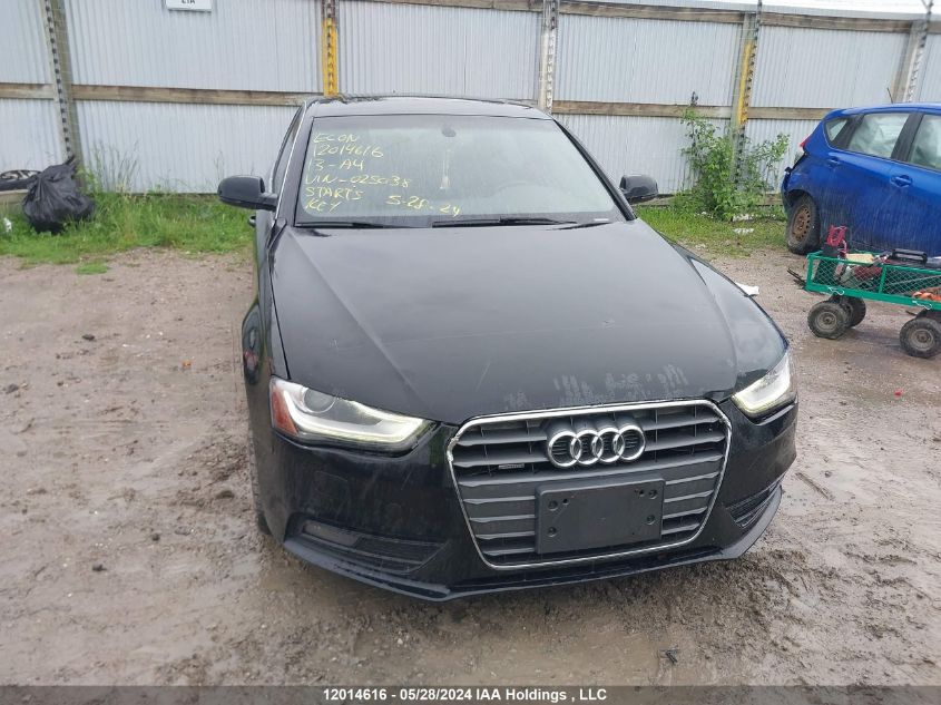 2013 Audi A4 VIN: WAUFFCFL3DN025038 Lot: 12014616