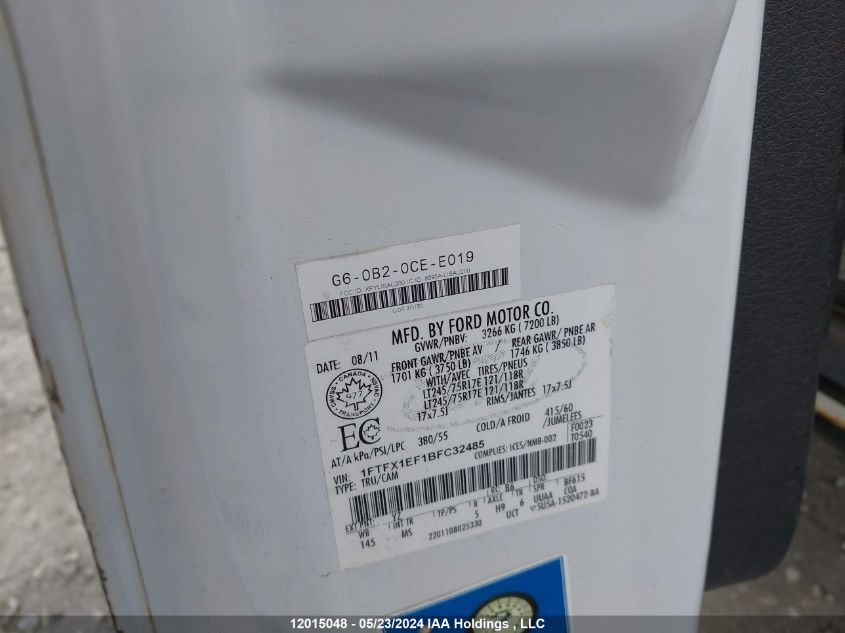 2011 Ford F150 Super Cab VIN: 1FTFX1EF1BFC32485 Lot: 12015048