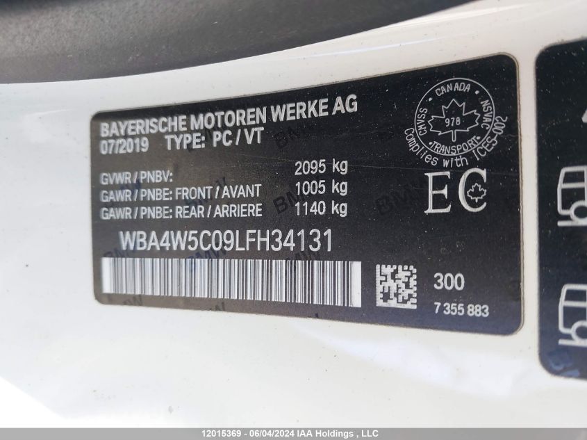 2020 BMW 4 Series 430I xDrive VIN: WBA4W5C09LFH34131 Lot: 12015369