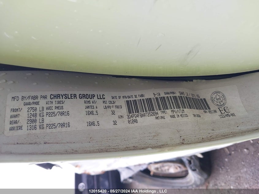 2010 Dodge Journey Se VIN: 3D4PG4FBXAT252694 Lot: 12015420