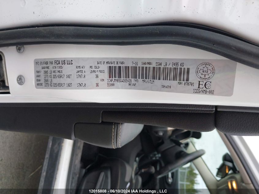 2016 Jeep Cherokee Sport VIN: 1C4PJMAB5GW365428 Lot: 12015808