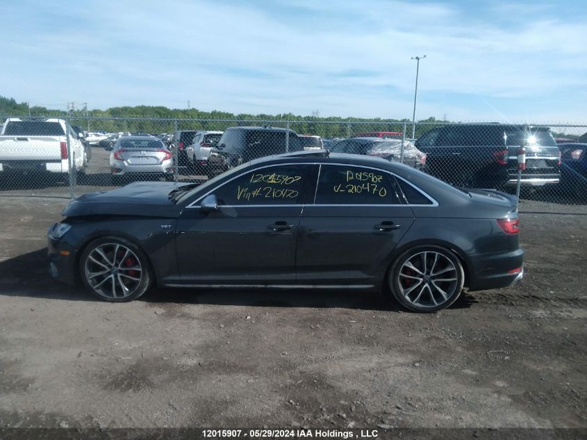 2018 Audi S4 VIN: WAUC4AF48JA210470 Lot: 12015907