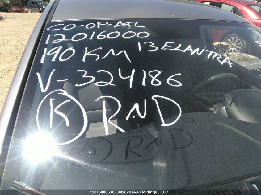 2013 Hyundai Elantra Gl VIN: 5NPDH4AE8DH324186 Lot: 12016000