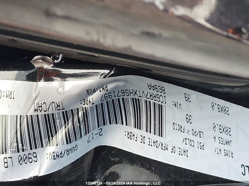 2017 Ram 1500 Laramie VIN: 1C6RR7VTXHS671997 Lot: 12016124