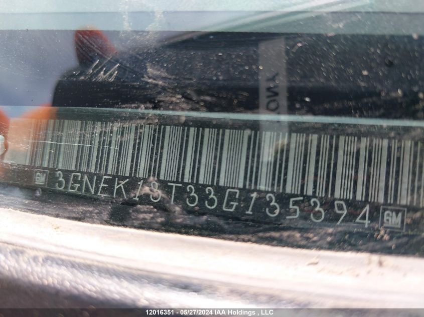 2003 Chevrolet Avalanche K1500 VIN: 3GNEK13T33G135394 Lot: 12016351