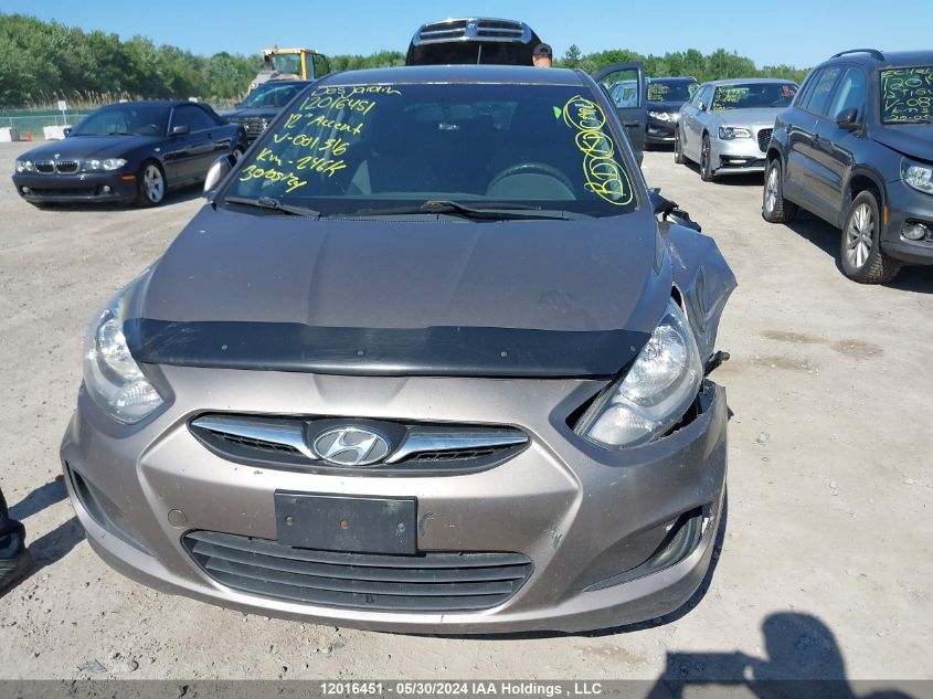 2012 Hyundai Accent Gls/Gs VIN: KMHCT5AE2CU001316 Lot: 12016451