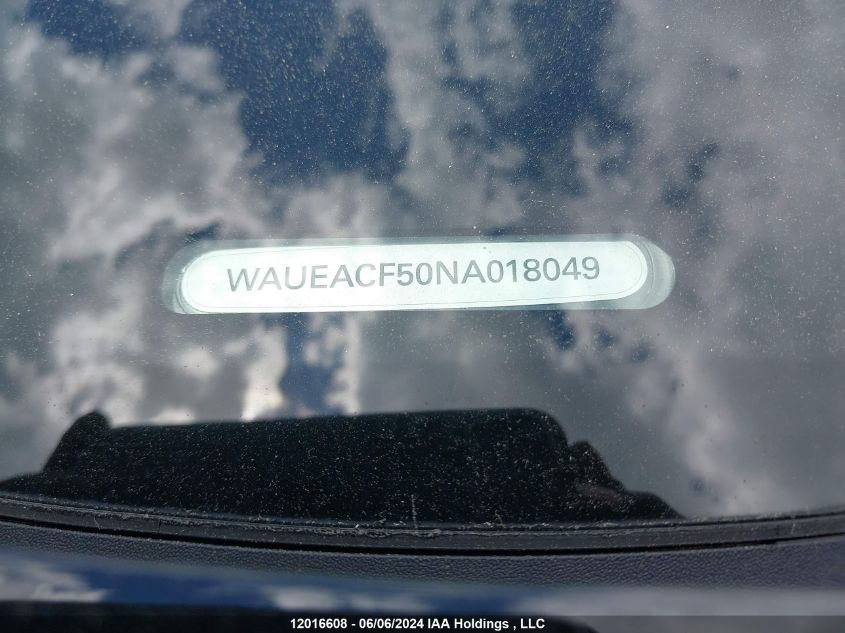 2022 Audi A5 Sportback VIN: WAUEACF50NA018049 Lot: 12016608
