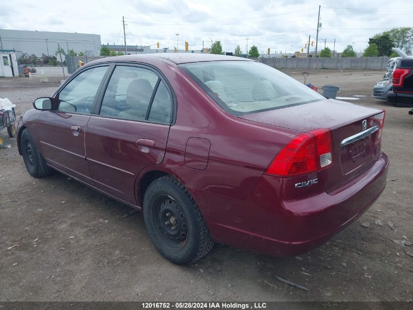 2003 Honda Civic Sdn VIN: 2HGES16683H938492 Lot: 12016752