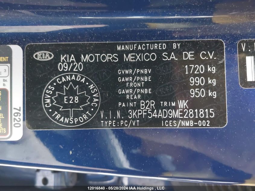 2021 Kia Forte VIN: 3KPF54AD9ME281815 Lot: 12016840