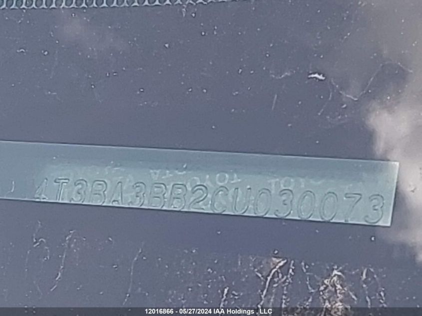 2012 Toyota Venza Le/Xle VIN: 4T3BA3BB2CU030073 Lot: 12016866