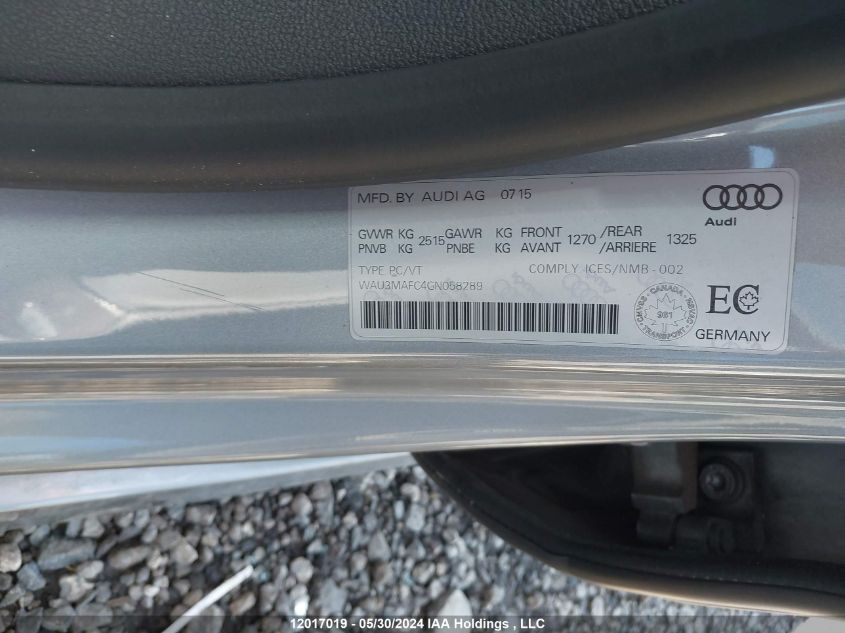 2016 Audi A7 VIN: WAU3MAFC4GN058289 Lot: 12017019