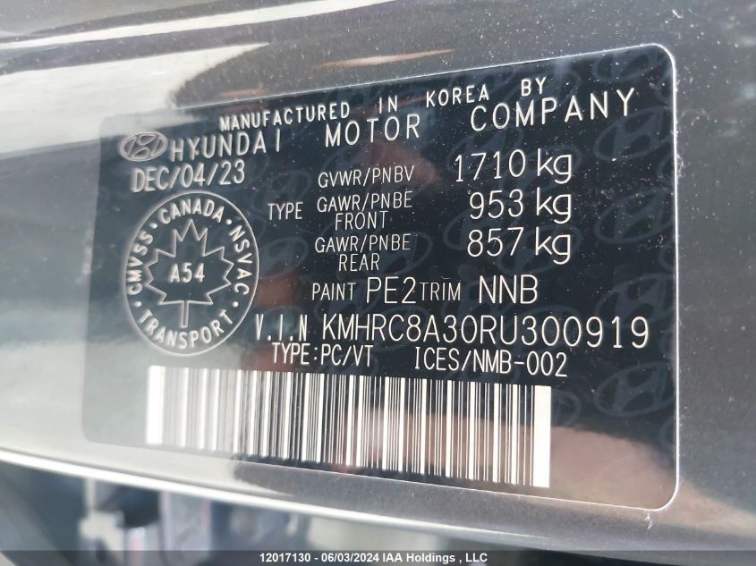 2024 Hyundai Venue Ultimate With Black Interior VIN: KMHRC8A30RU300919 Lot: 12017130