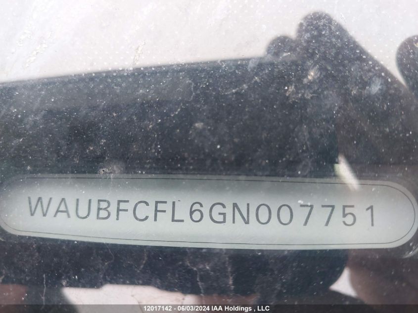 2016 Audi A4 VIN: WAUBFCFL6GN007751 Lot: 12017142