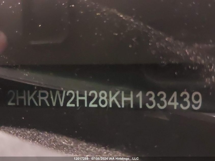 2019 Honda Cr-V VIN: 2HKRW2H28KH133439 Lot: 12017259