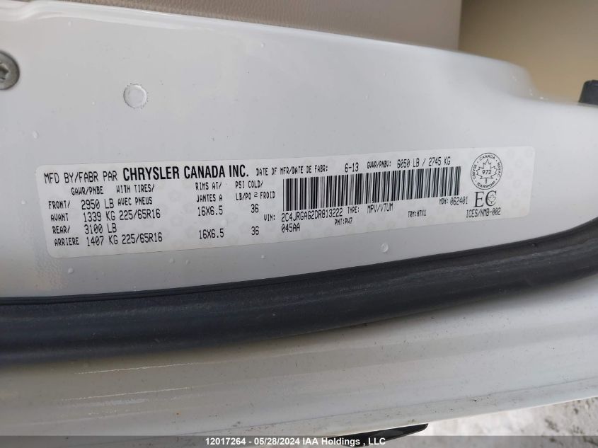 2013 Ram Tradesman VIN: 2C4JRGAG2DR813222 Lot: 12017264