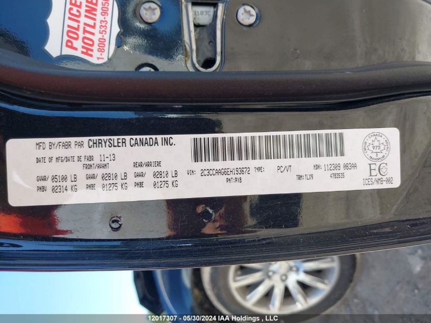 2014 Chrysler 300 VIN: 2C3CCAAG6EH193672 Lot: 12017307