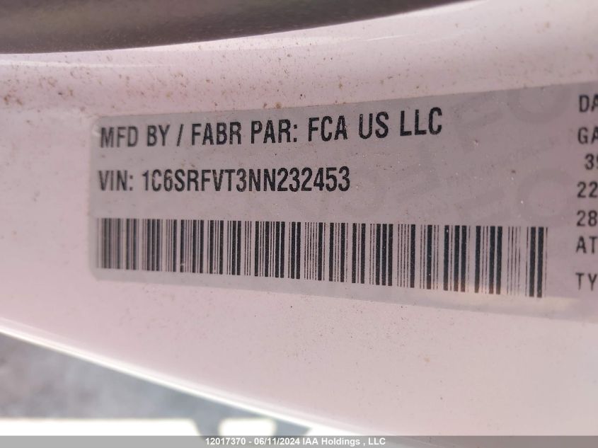 2022 Ram 1500 Sport VIN: 1C6SRFVT3NN232453 Lot: 12017370