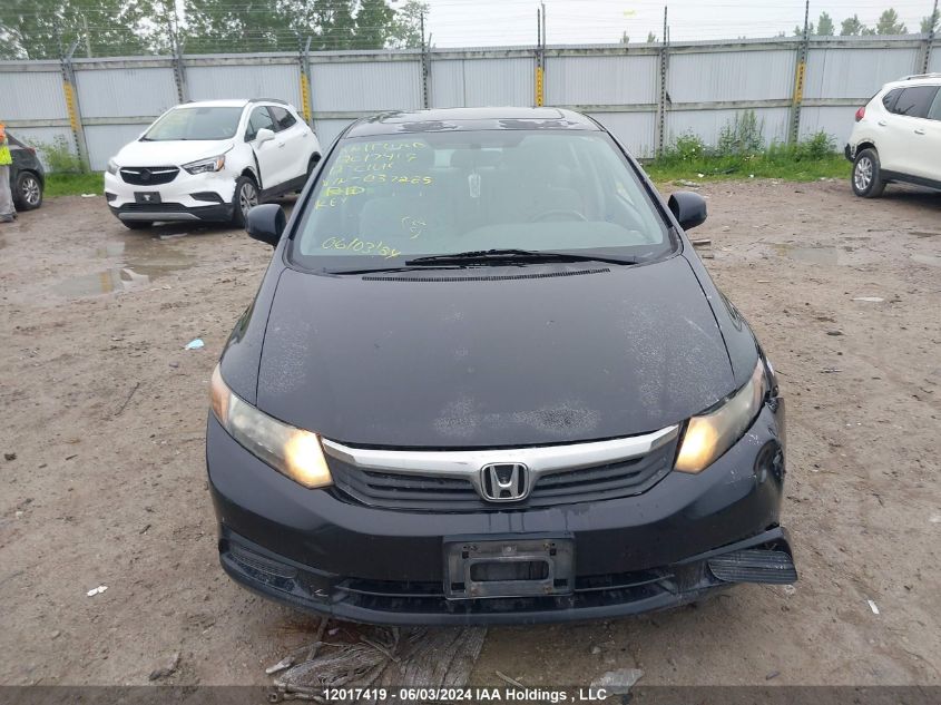 2012 Honda Civic Lx VIN: 2HGFB2F5XCH037285 Lot: 12017419